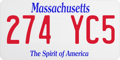 MA license plate 274YC5