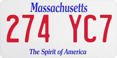 MA license plate 274YC7