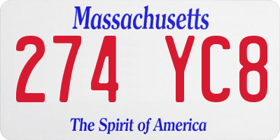 MA license plate 274YC8