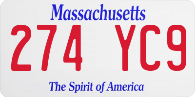 MA license plate 274YC9