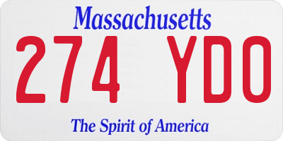 MA license plate 274YD0