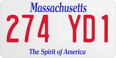 MA license plate 274YD1