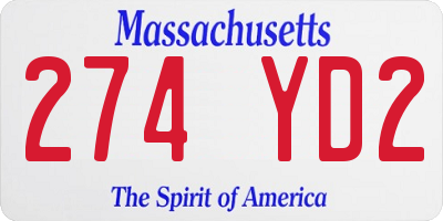 MA license plate 274YD2