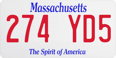 MA license plate 274YD5