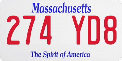 MA license plate 274YD8