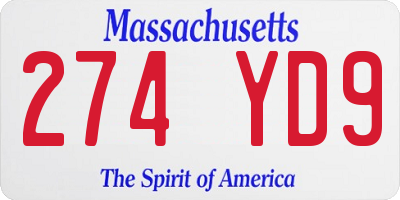 MA license plate 274YD9