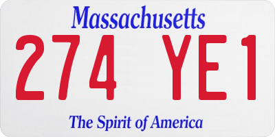 MA license plate 274YE1