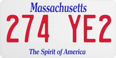 MA license plate 274YE2