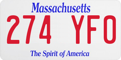 MA license plate 274YF0