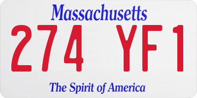 MA license plate 274YF1