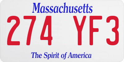 MA license plate 274YF3