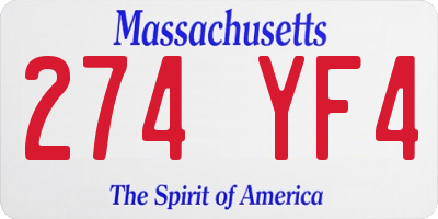 MA license plate 274YF4