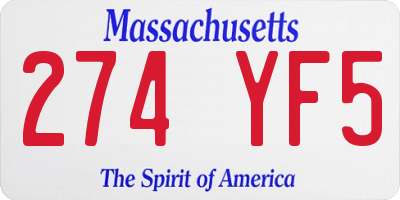 MA license plate 274YF5