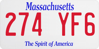 MA license plate 274YF6