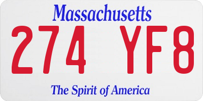 MA license plate 274YF8