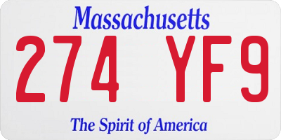 MA license plate 274YF9