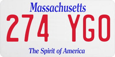 MA license plate 274YG0