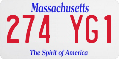 MA license plate 274YG1