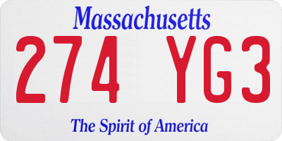 MA license plate 274YG3