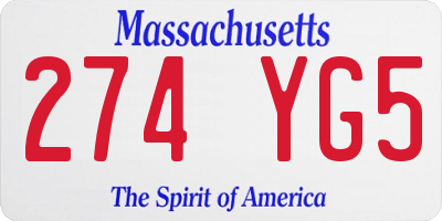 MA license plate 274YG5