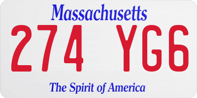 MA license plate 274YG6