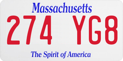 MA license plate 274YG8