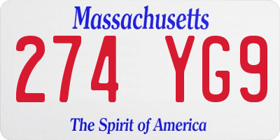 MA license plate 274YG9