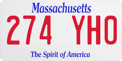 MA license plate 274YH0