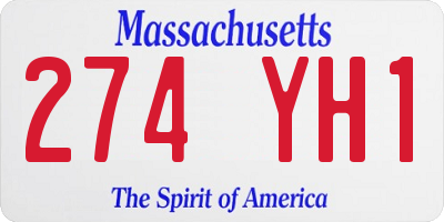 MA license plate 274YH1