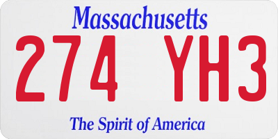 MA license plate 274YH3