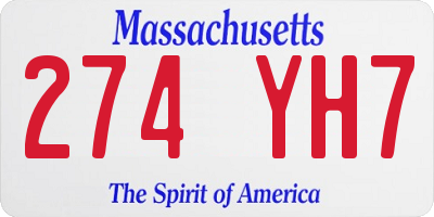 MA license plate 274YH7