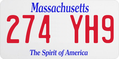 MA license plate 274YH9
