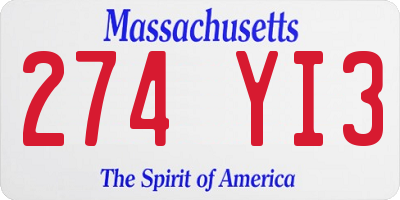 MA license plate 274YI3