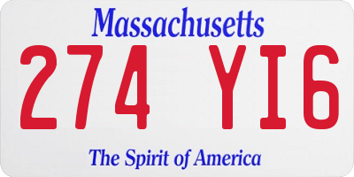 MA license plate 274YI6