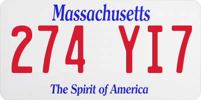 MA license plate 274YI7