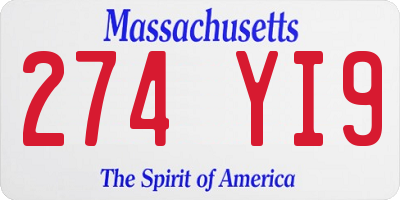 MA license plate 274YI9