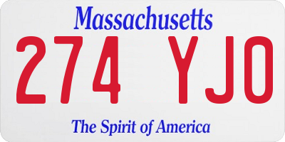MA license plate 274YJ0