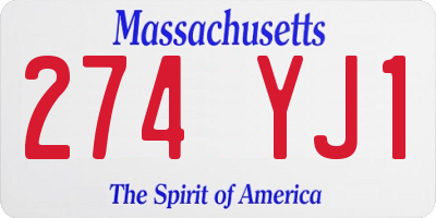MA license plate 274YJ1