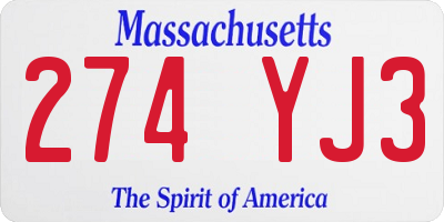 MA license plate 274YJ3