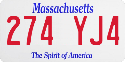 MA license plate 274YJ4