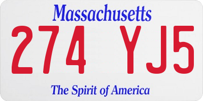 MA license plate 274YJ5