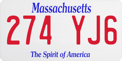 MA license plate 274YJ6