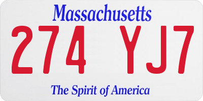 MA license plate 274YJ7