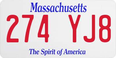 MA license plate 274YJ8