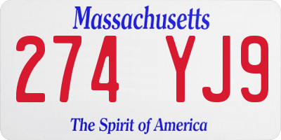 MA license plate 274YJ9
