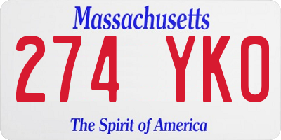 MA license plate 274YK0