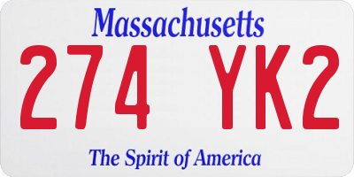MA license plate 274YK2