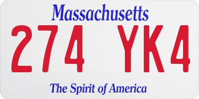 MA license plate 274YK4
