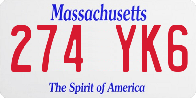MA license plate 274YK6