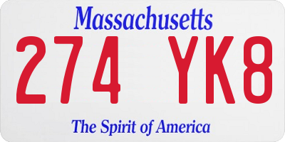 MA license plate 274YK8
